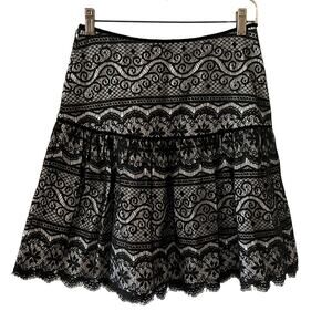 Rachelle Size 0 Black & White Lace Skirt Dropped Waist Fancy Y2K